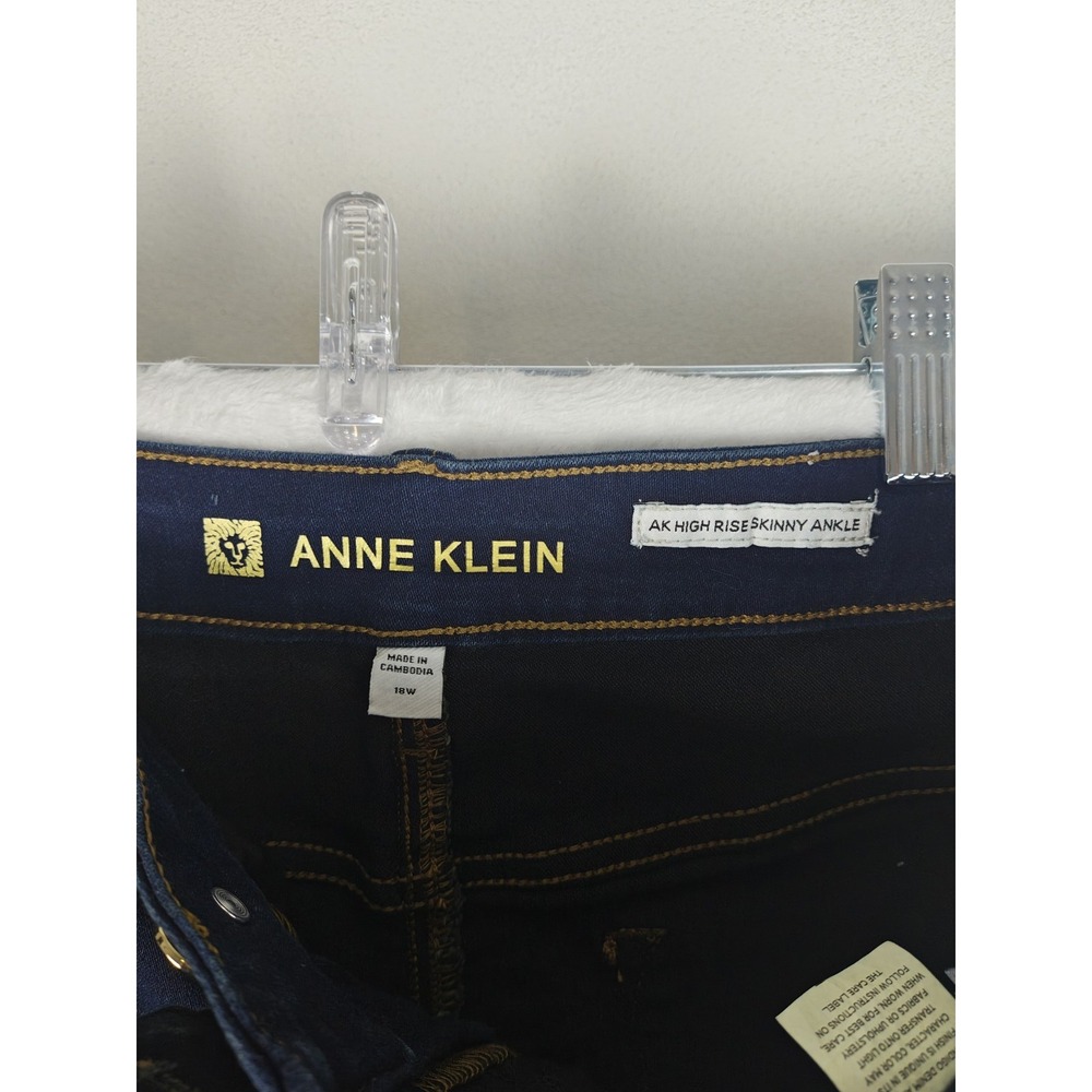 Anne Klein 18W High Rise Skinny Ankle Jeans Dark Indigo Stretch Denim Plus Size - Picture 11 of 13
